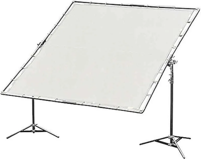 Studio bounce and silk frame rigged on combo stands