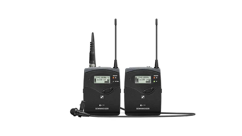 Sennheiser wireless lavalier microphone kit with transmitter and receiver