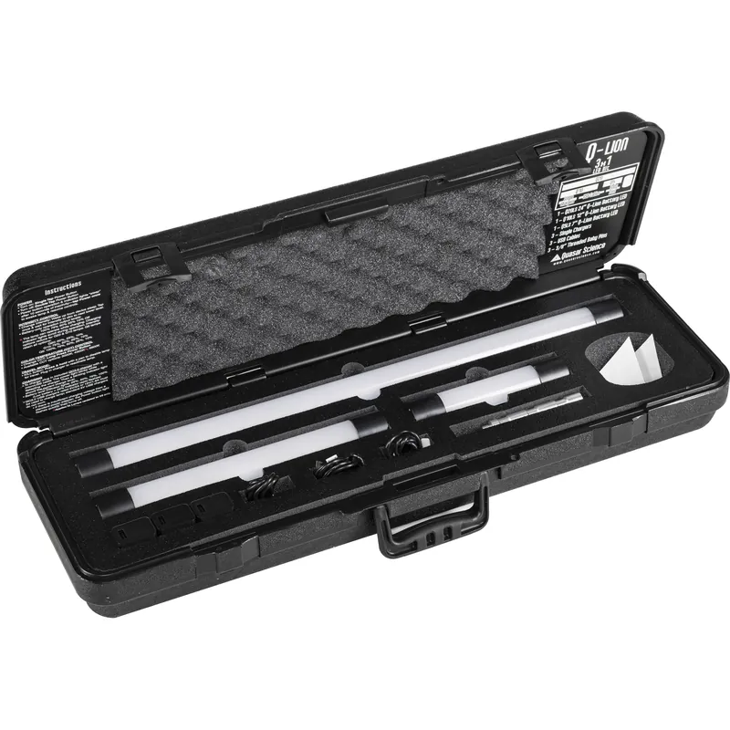 Quasar Science LED tube light kit in its case