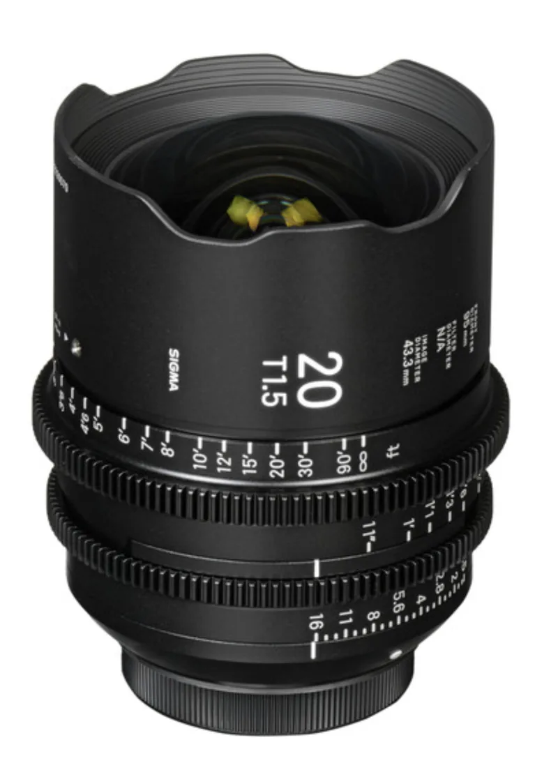Sigma FF High-Speed Art prime lens in PL mount standing upright