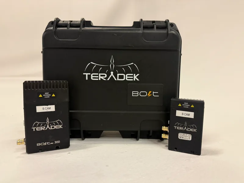 Teradek Bolt Pro 300 wireless transmitter and receiver case with two B-CAM units