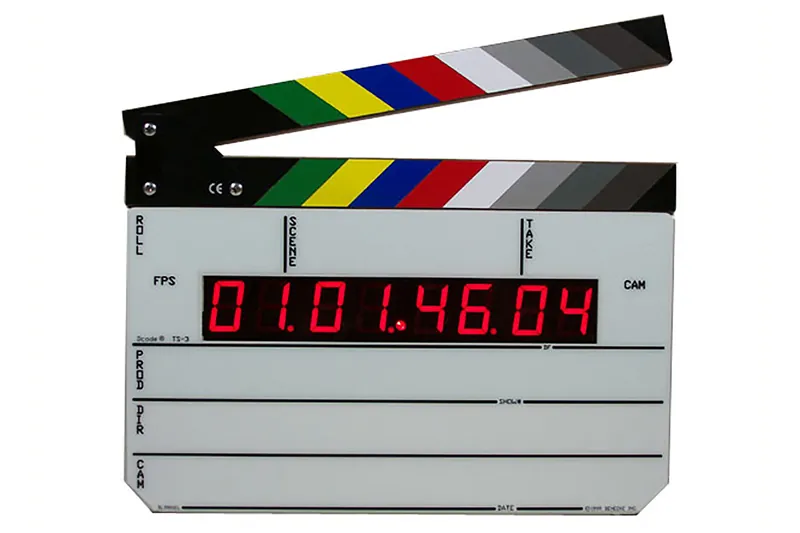 Digital time code slate for production sound sync