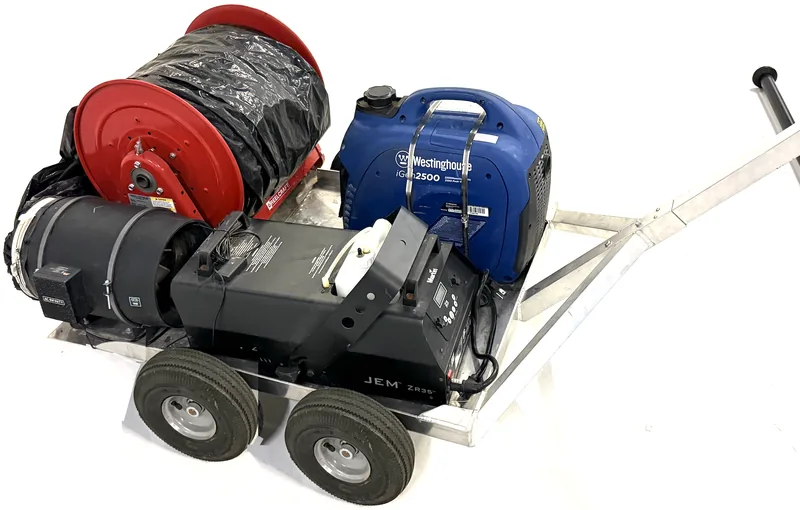 Tube of death fog cart with 12 inch tube, fan, and onboard generator